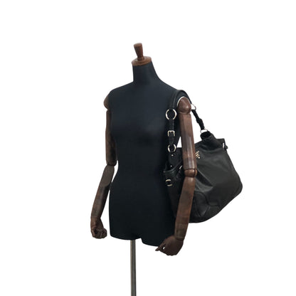 PRADA Logo Side Pocket Handbag Black Vintage ab8g6p