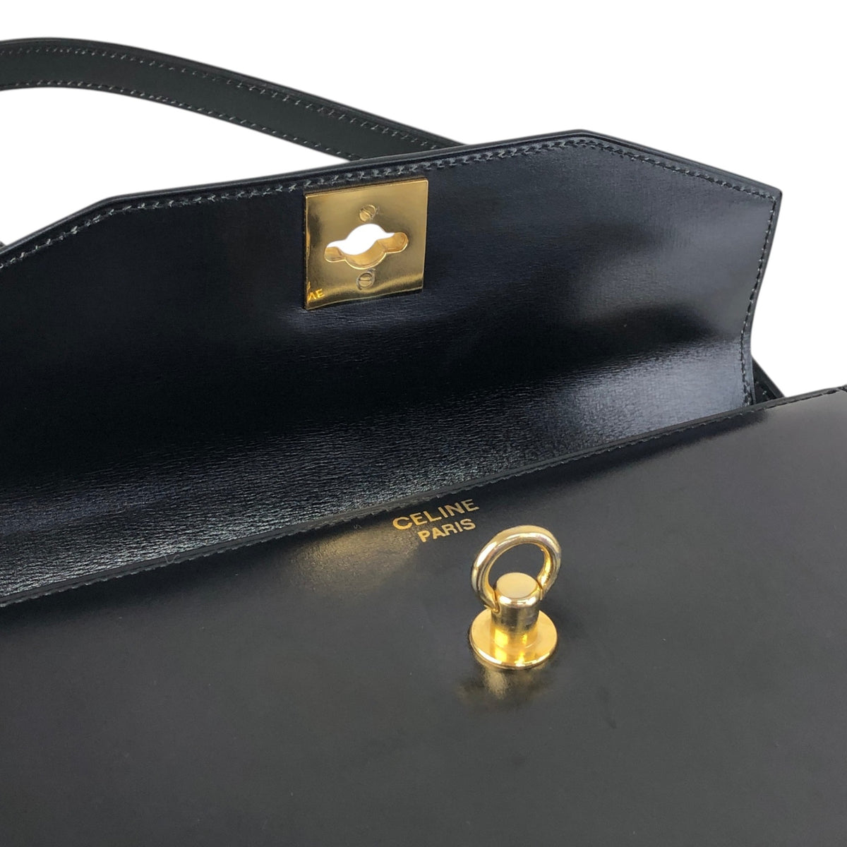 CELINE Gancini Shoulder bag Black Vintage gssz7x