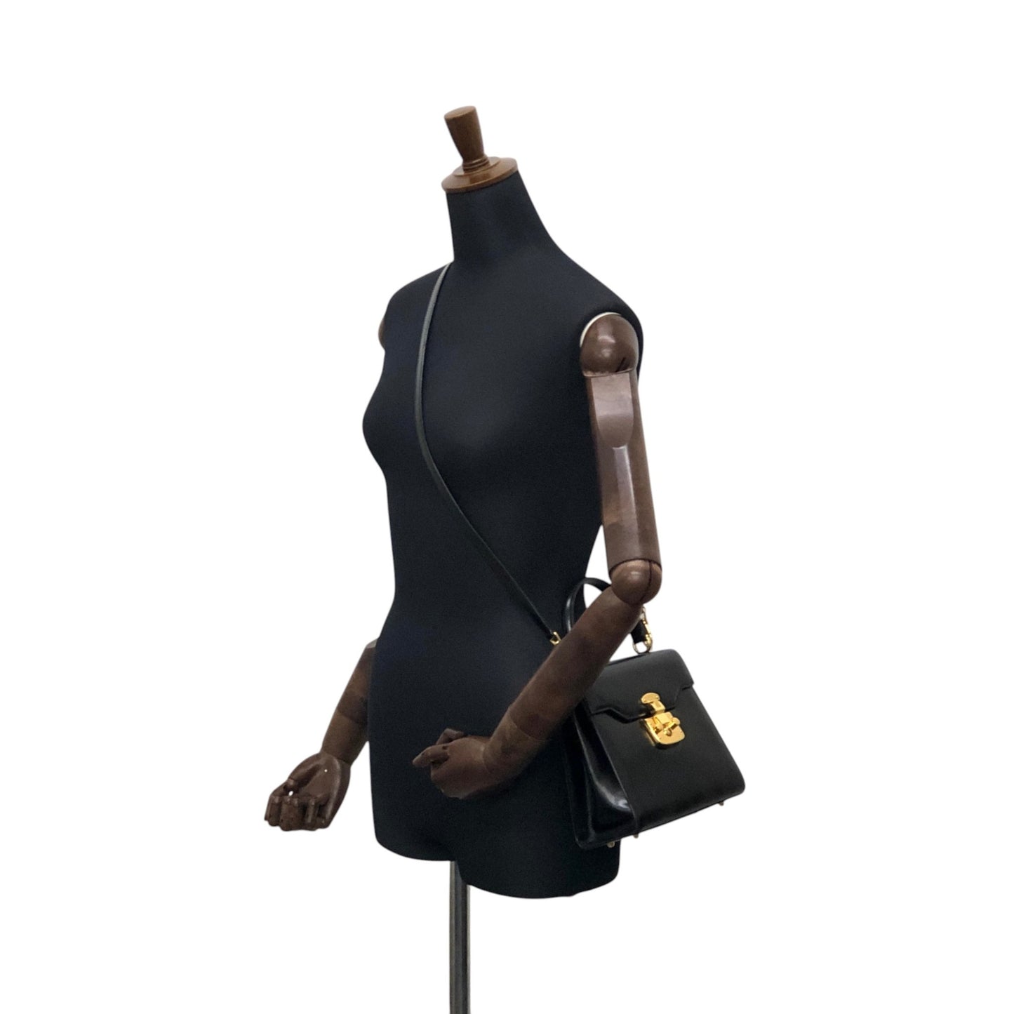 GUCCI Lady Lock Two-wayHandbag Shoulder bag Black Vintage uiedgd