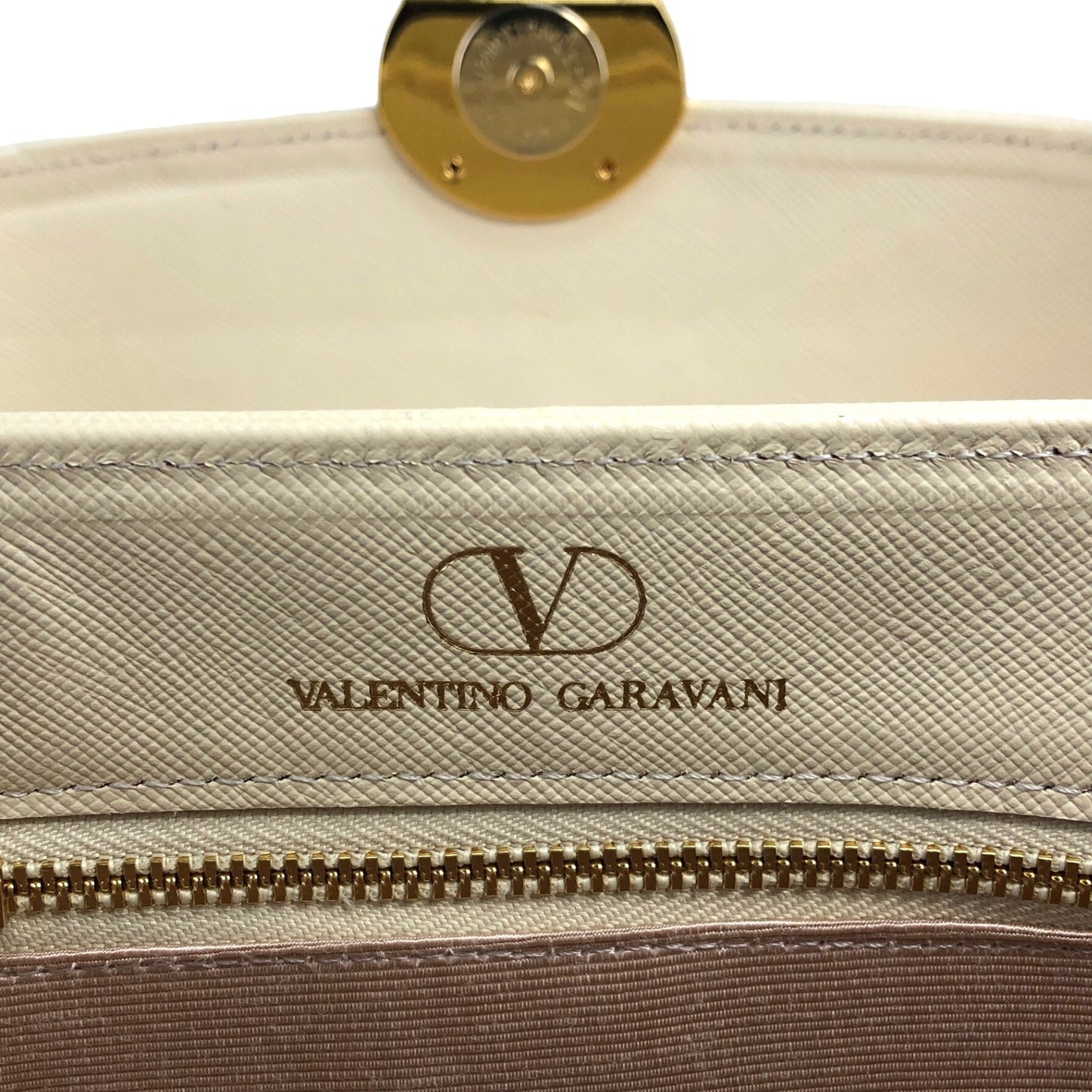 VALENTINO GARAVANI Logo Handbag Vanity bag Beige Vintage zisiah