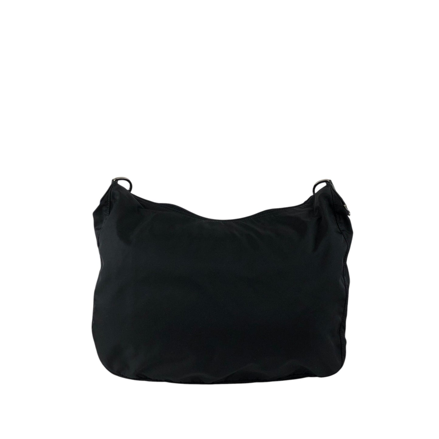 PRADA Tessuto Triangle Logo Front Pocket Shoulder bag Black Vintage 5ia535