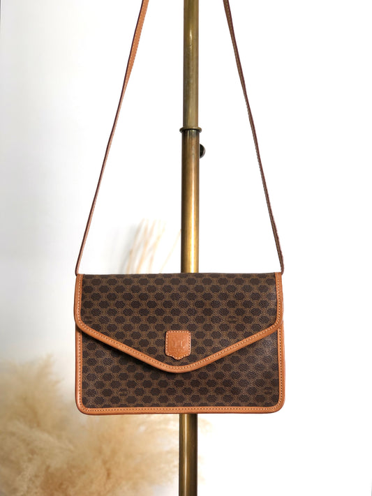 CELINE Macadam Blason Shoulder bag Brown Vintage tfmjuy