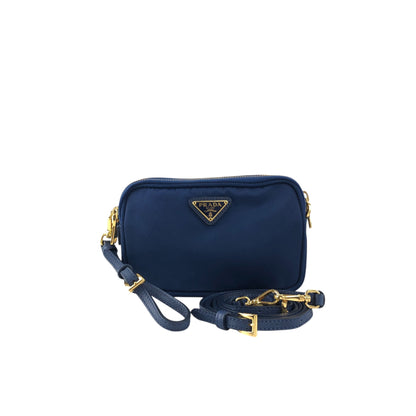 PRADA 三角形標誌雙向小手提包單肩包藍色復古 wa4xz3