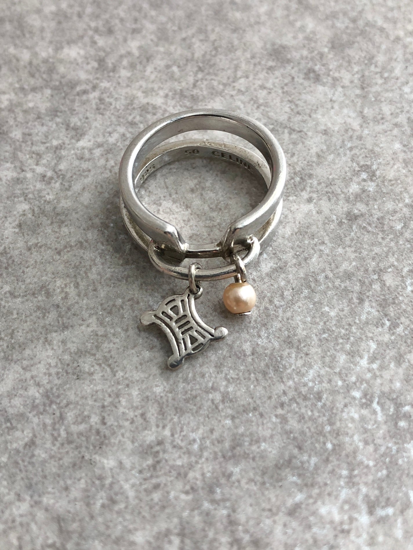 CELINE Blason Ring Silver SILVER925 Vintage jnpxi7