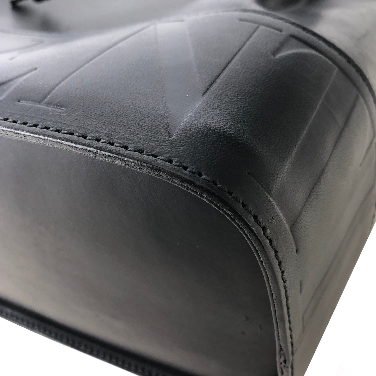 VALENTINO GARAVANI Logo Leather Drawstring Shoulder bag Black Vintage vxthd4