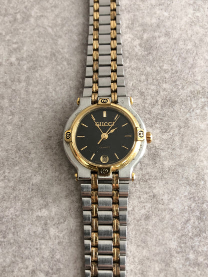 GUCCI Logo Watch Silver×Gold 9000L Vintage 4ba7ce