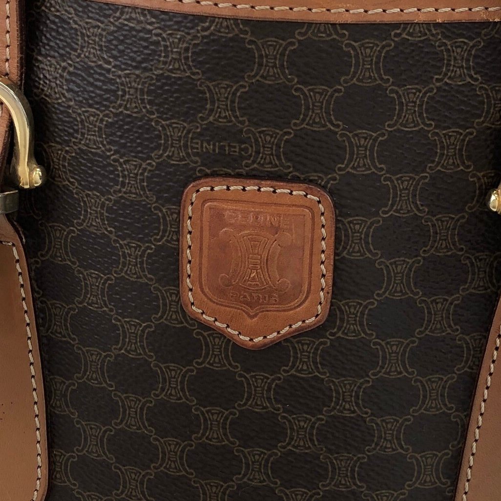 CELINE Macadam Blason Handbag Shoulder bag Brown Vintage hzzr6z