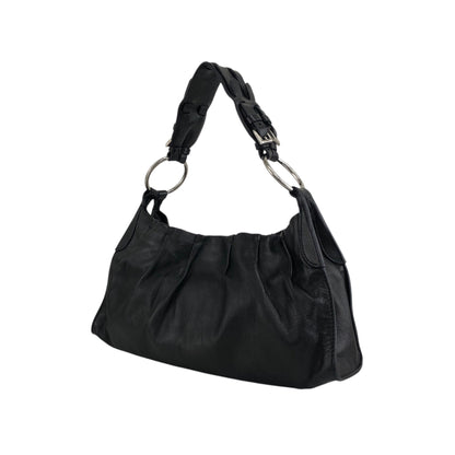 PRADA 三角形標誌單肩包 Hobobag 黑色復古 bs6gm7