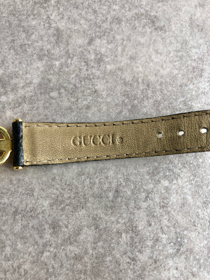 GUCCI Logo Watch Gold×Black 6300L Vintage j8nsfp