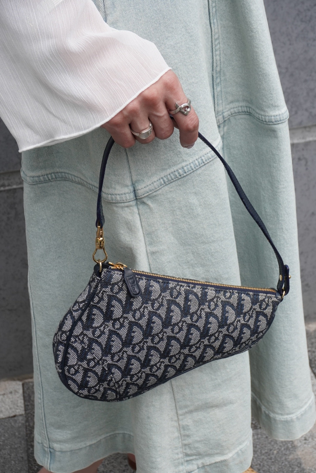 Christian Dior Trotter Handbag Shoulder bag Navy Vintage gicr78