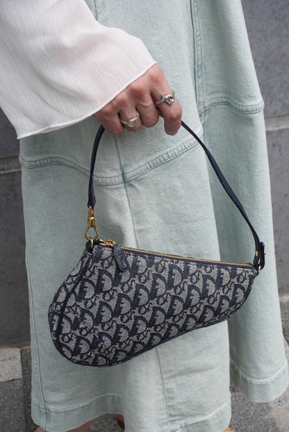 Christian Dior Trotter Handbag Shoulder bag Navy Vintage gicr78