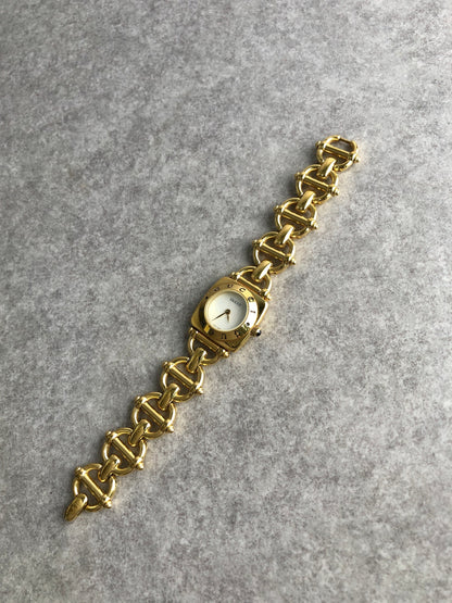 GUCCI Logo Quartz Watch Gold 6400L Vintage fks3xd