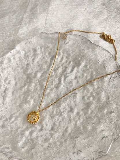 Christian Dior Logo Motif Necklace Gold Vintage 6wci36