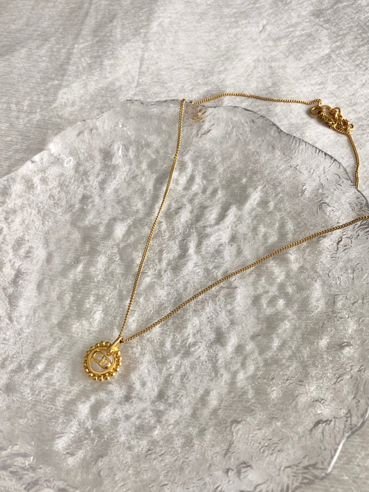 Christian Dior Logo Motif Necklace Gold Vintage 6wci36