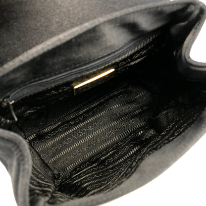 PRADA Logo Motif Satin Handbag Black Vintage 5vsuzi