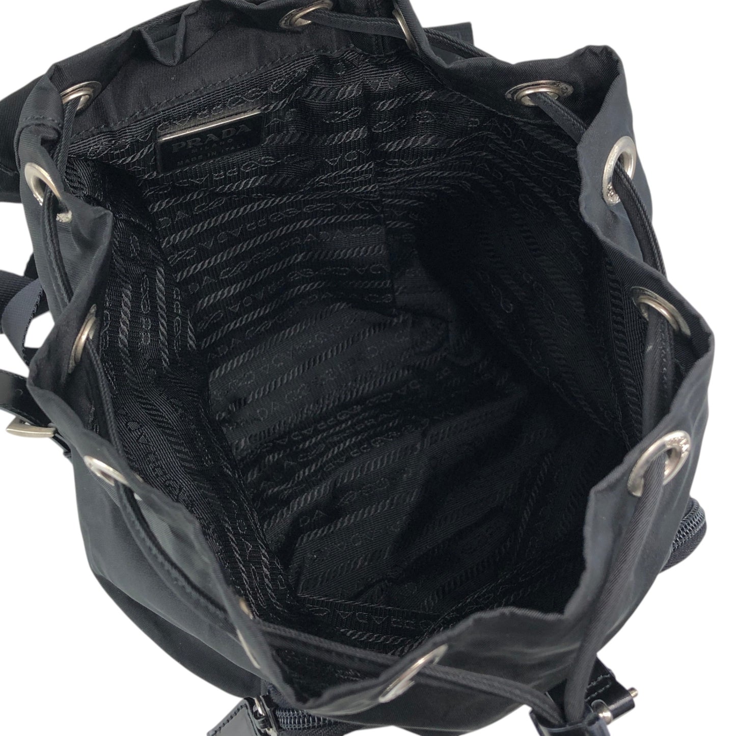 PRADA Tessuto Triangle Logo Front Buckle Backpack Black Vintage 8gfpuf