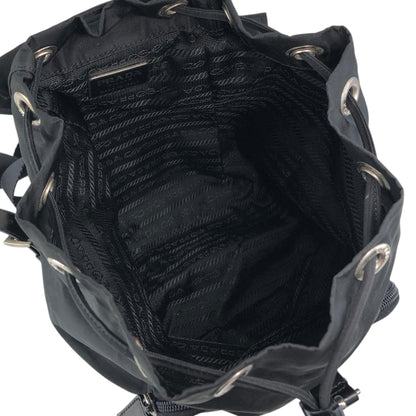 PRADA Tessuto Triangle Logo Front Buckle Backpack Black Vintage 8gfpuf