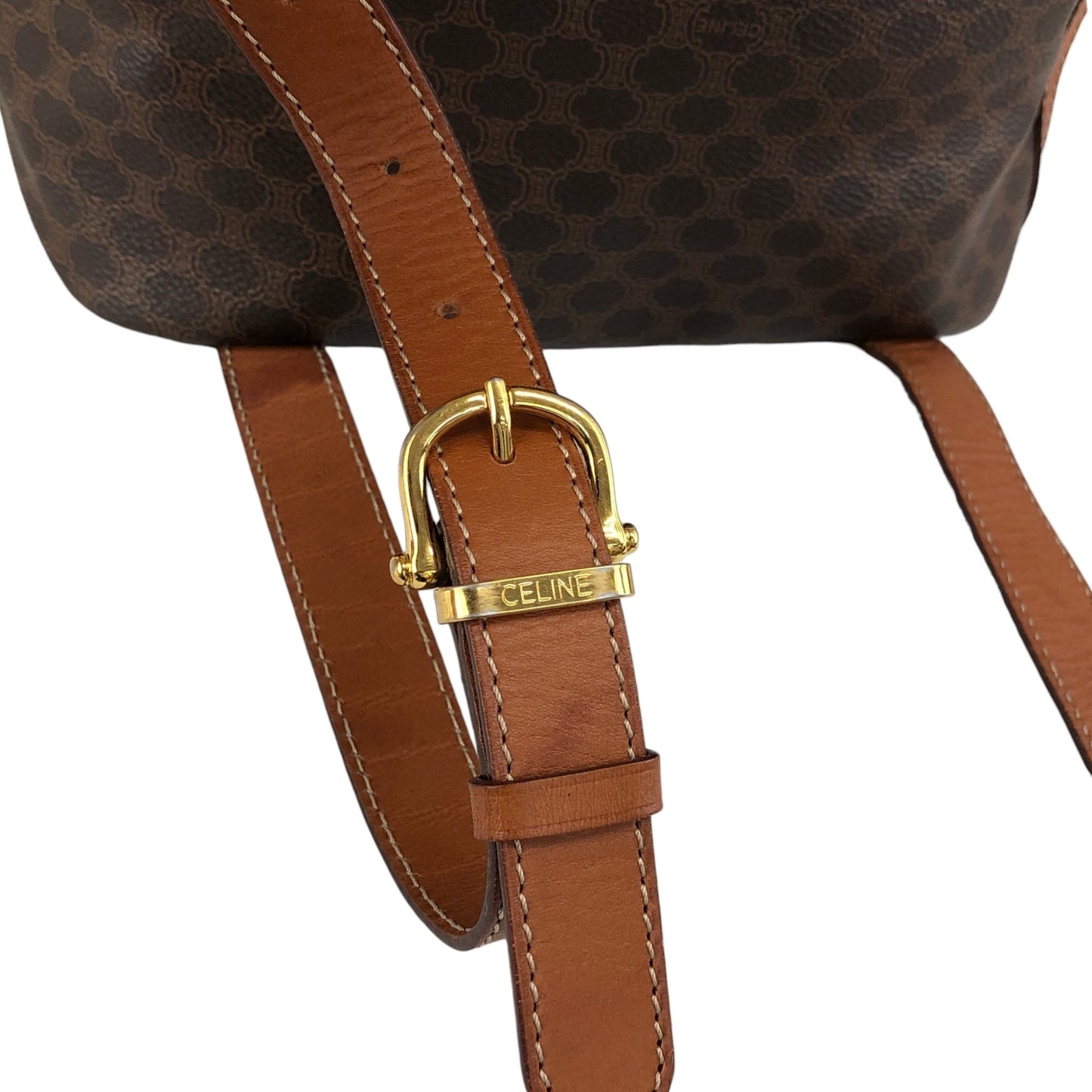 CELINE Macadam Triomphe Flap Backpack Brown Vintage mesz66