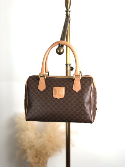 CELINE Macadam Triomphe Handbag Boston bag Brown Vintage 7bmypd