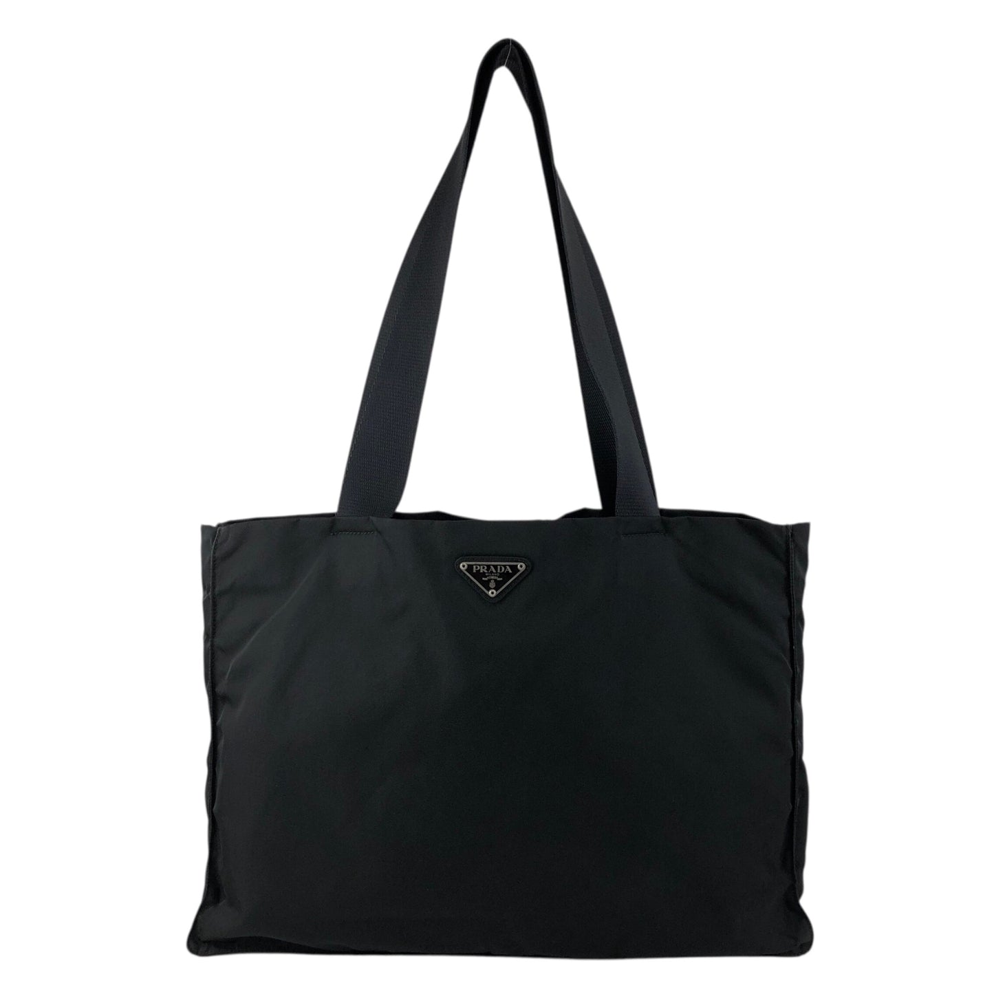 PRADA Tessuto Triangle Logo Totebag Black Vintage fhex45