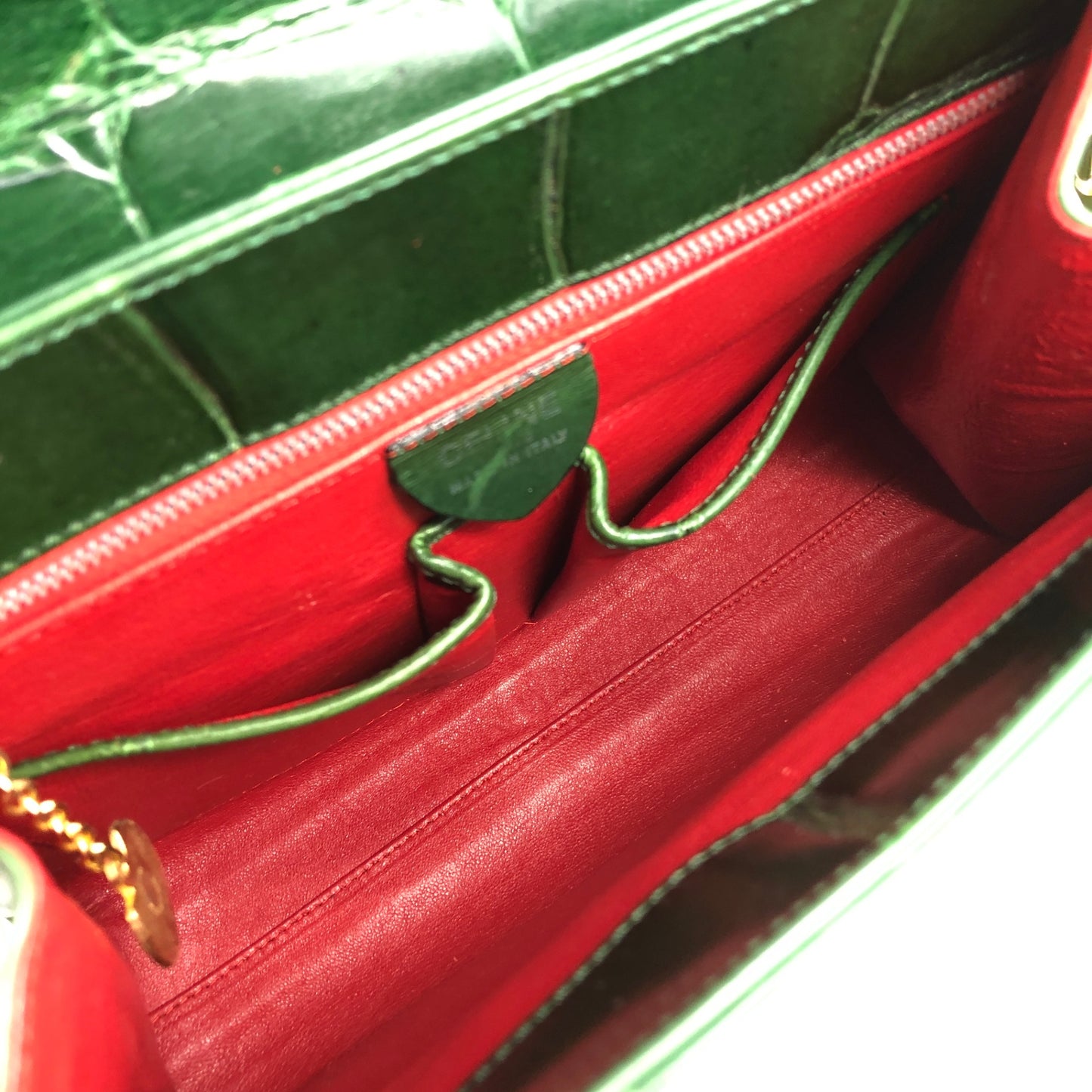CELINE Chain Shoulder bag Green Vintage dwbc7x