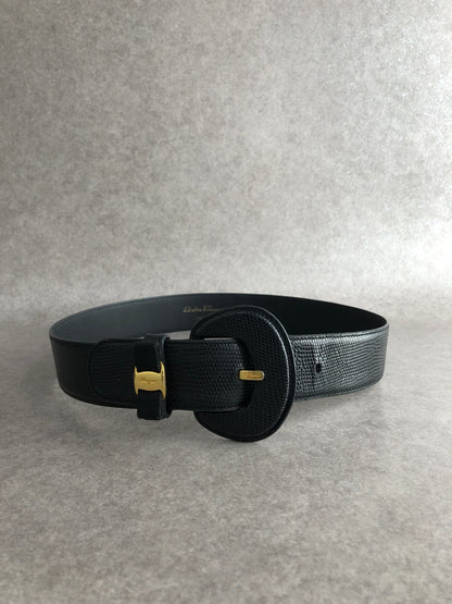 Salvatore Ferragamo Vala Ribbon Belt Black Vintage yfhukd