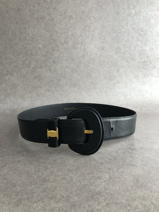 Salvatore Ferragamo Vala Ribbon Belt Black Vintage yfhukd