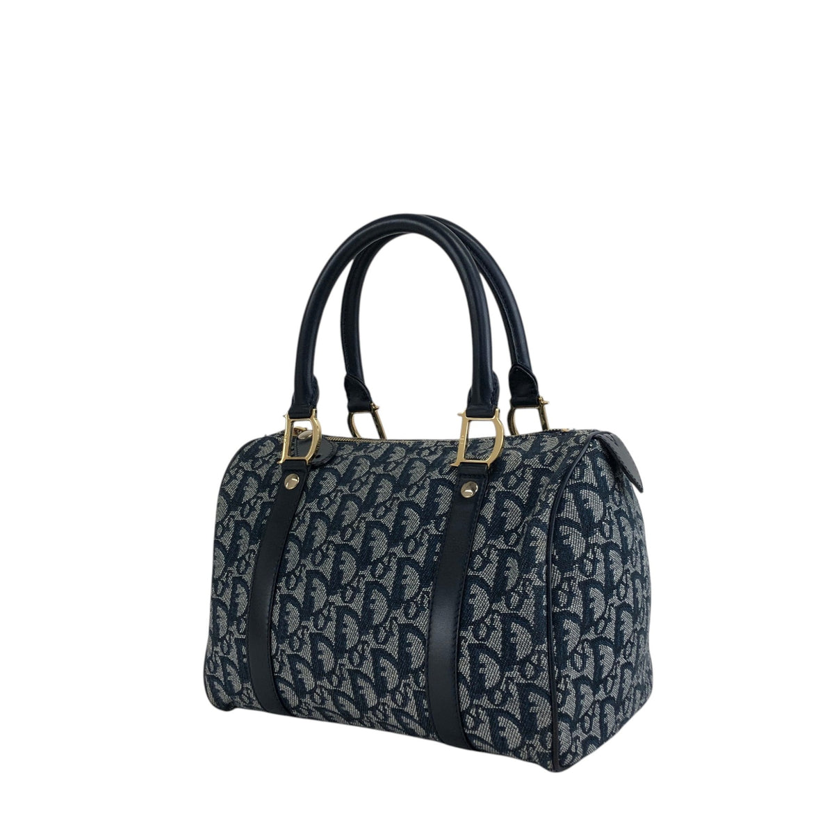 Christian Dior Trotter Small Boston bag Handbag Navy Vintage nt87zs