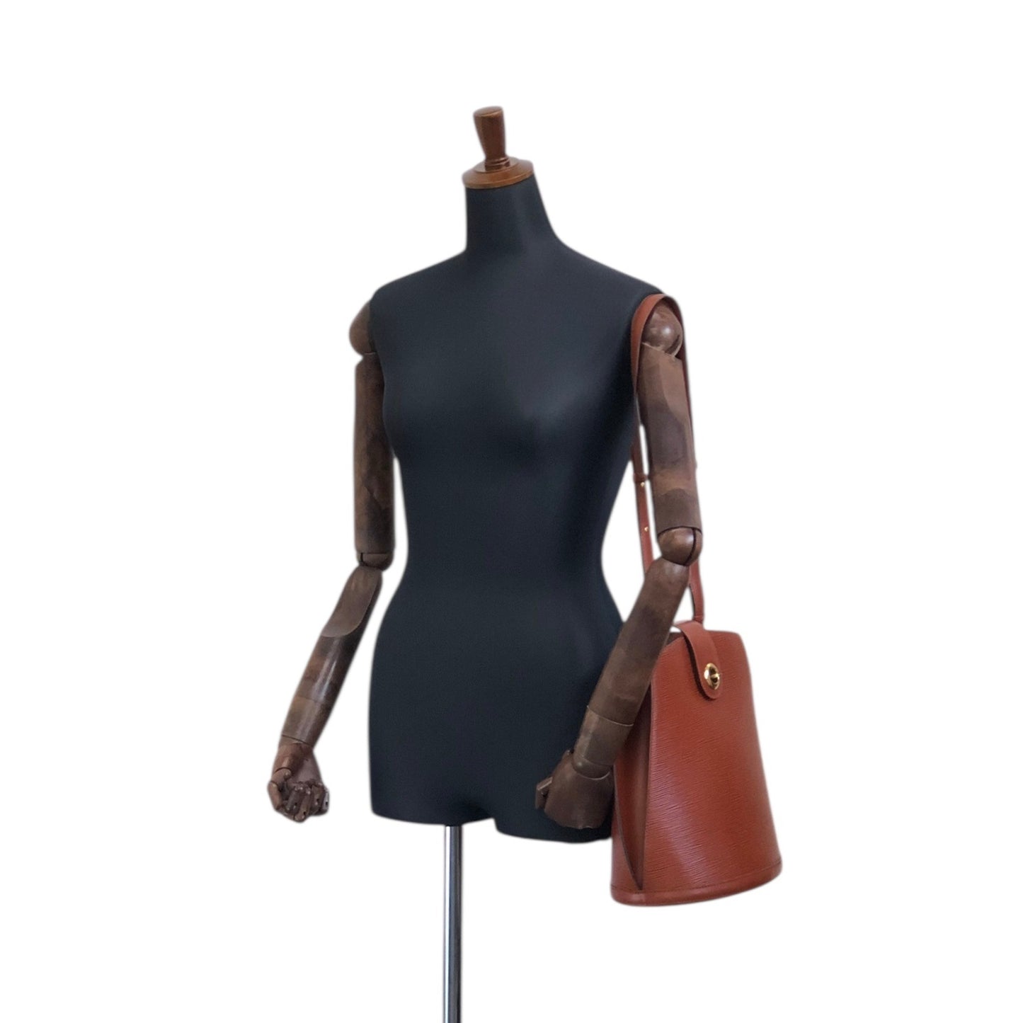 LOUIS VUITTON Epi Turn Lock Shoulder bag Brown Vintage fn4d5c