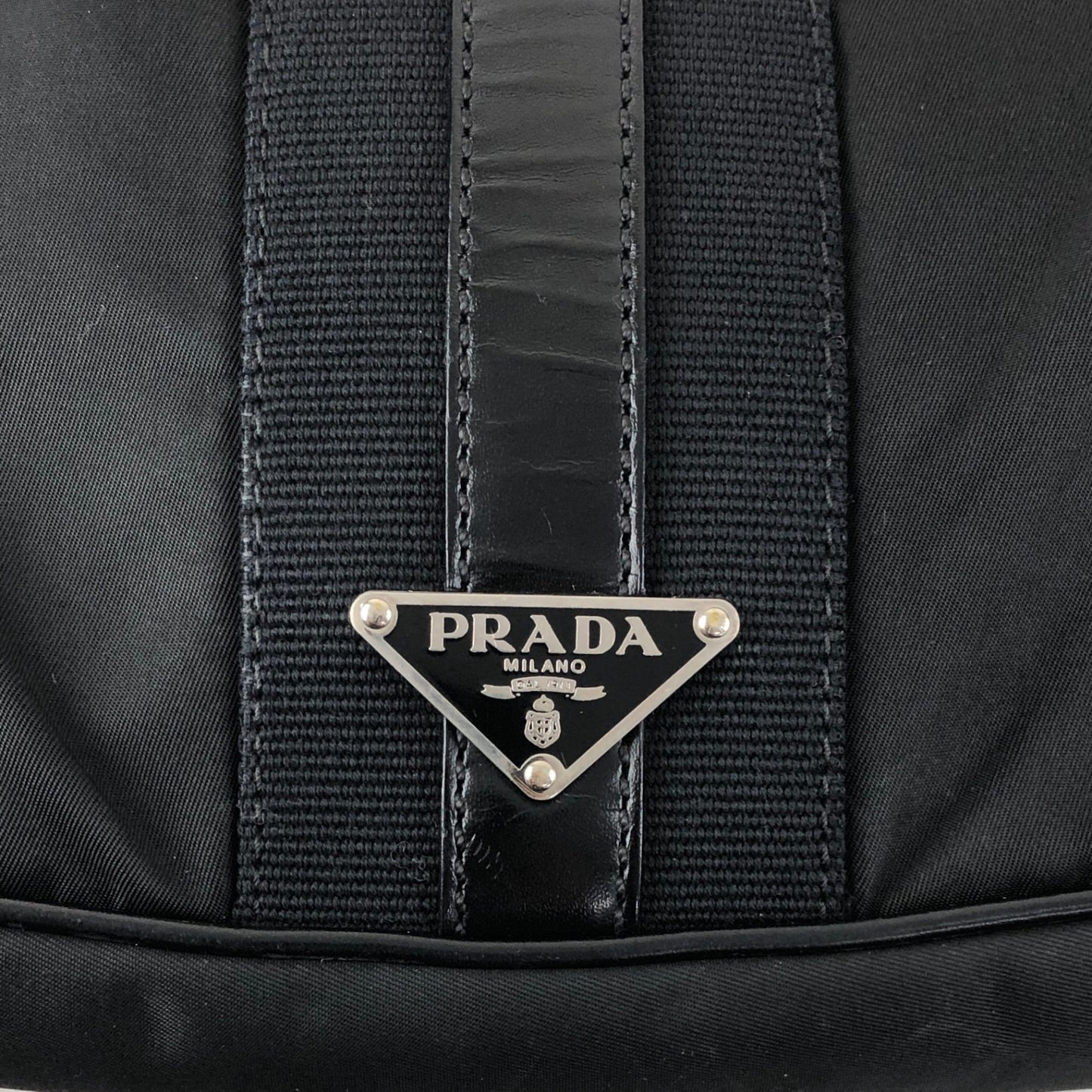 PRADA Tessuto Triangle Logo Shoulder bag Black Vintage prm6ap