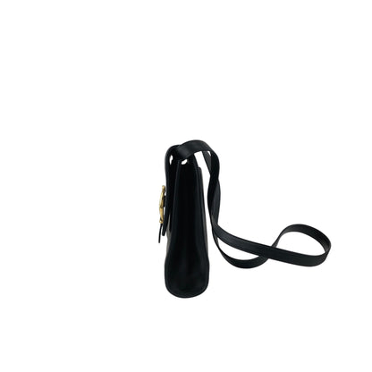 GUCCI Front Buckle Shoulder bag Black Vintage zbczdz