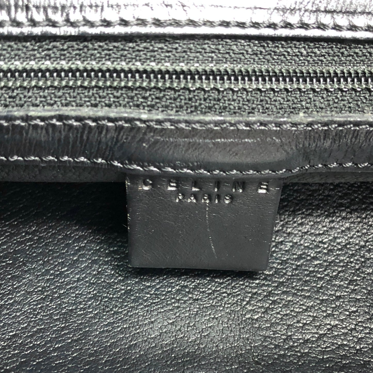 CELINE Macadam Round Handle Handbag Black Vintage dx7xai