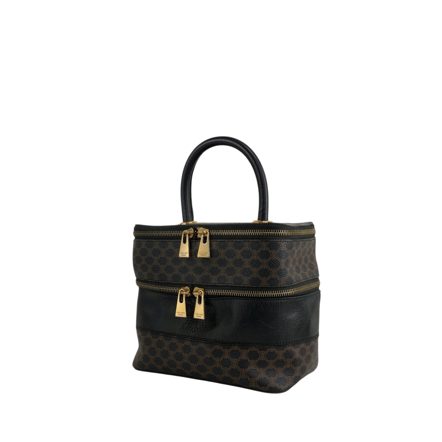 CELINE Macadam Handbag Vanity bag Black Vintage 3u4pwn