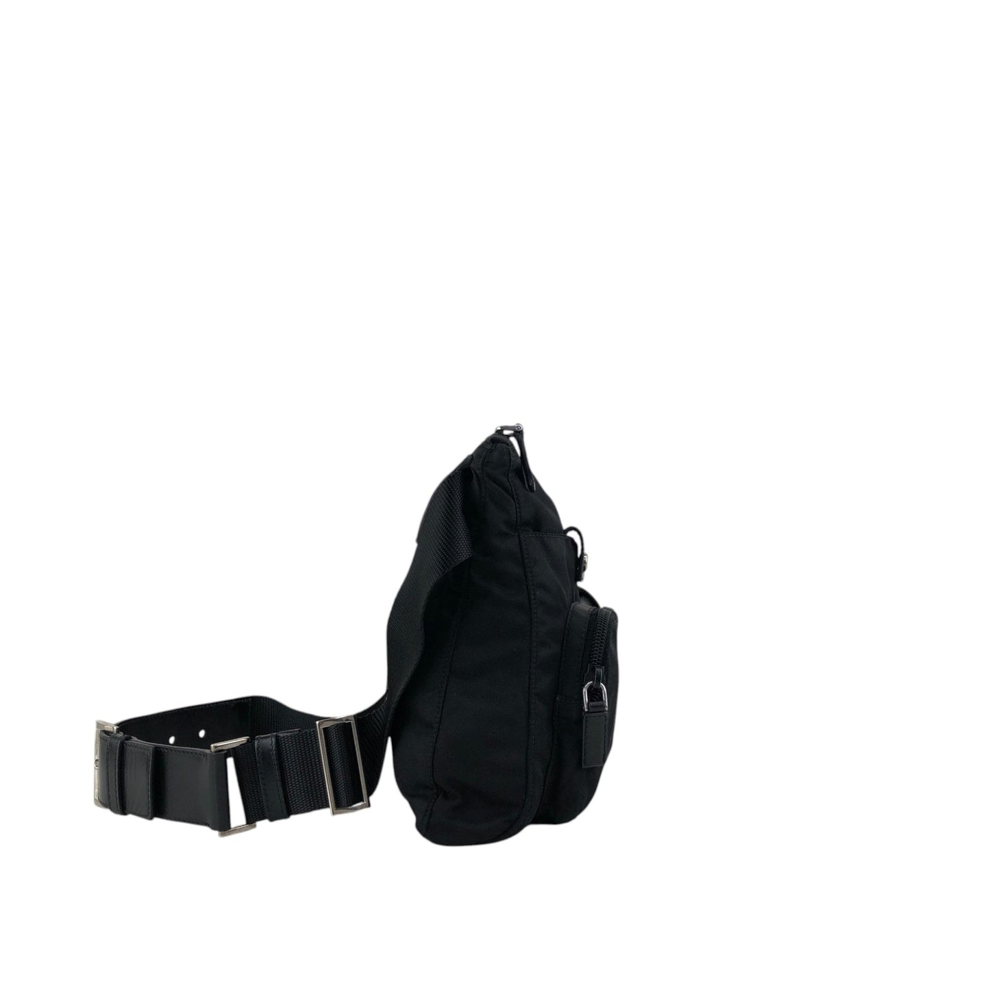 PRADA Tessuto Triangle Logo Front Buckle Front Pocket  Shoulder bag Black Vintage ikphwn
