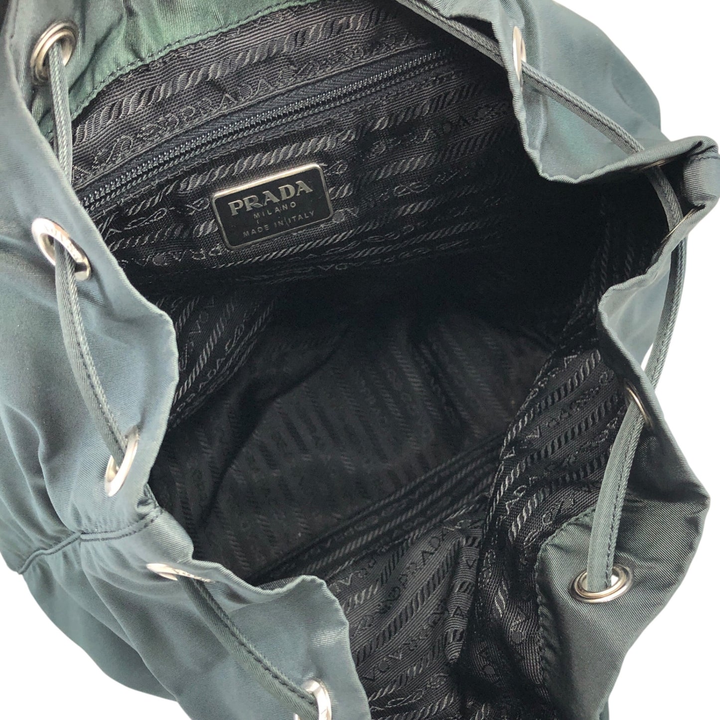 PRADA Tessuto Triangle Logo Bucket bag Green Vintage nxdhfi