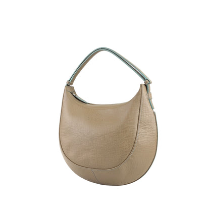 LOEWE Logo Embossed Round  Shoulder bag Hobobag Beige Vintage udejma