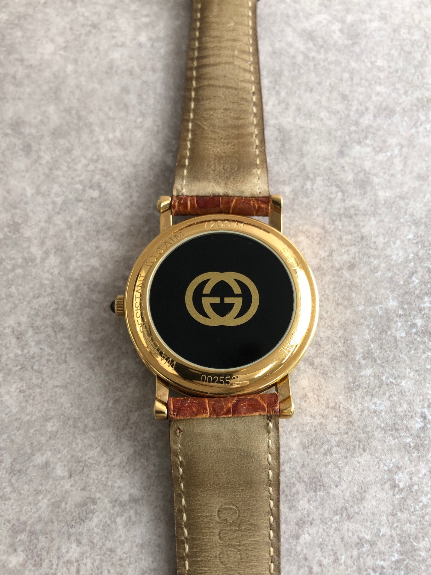 GUCCI Logo Watch Gold×Brown Vintage 4aruag