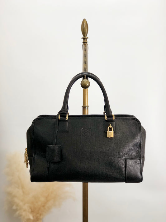 LOEWE Amazona36 Anagram Boston bag Handbag Black Vintage gwsi3e