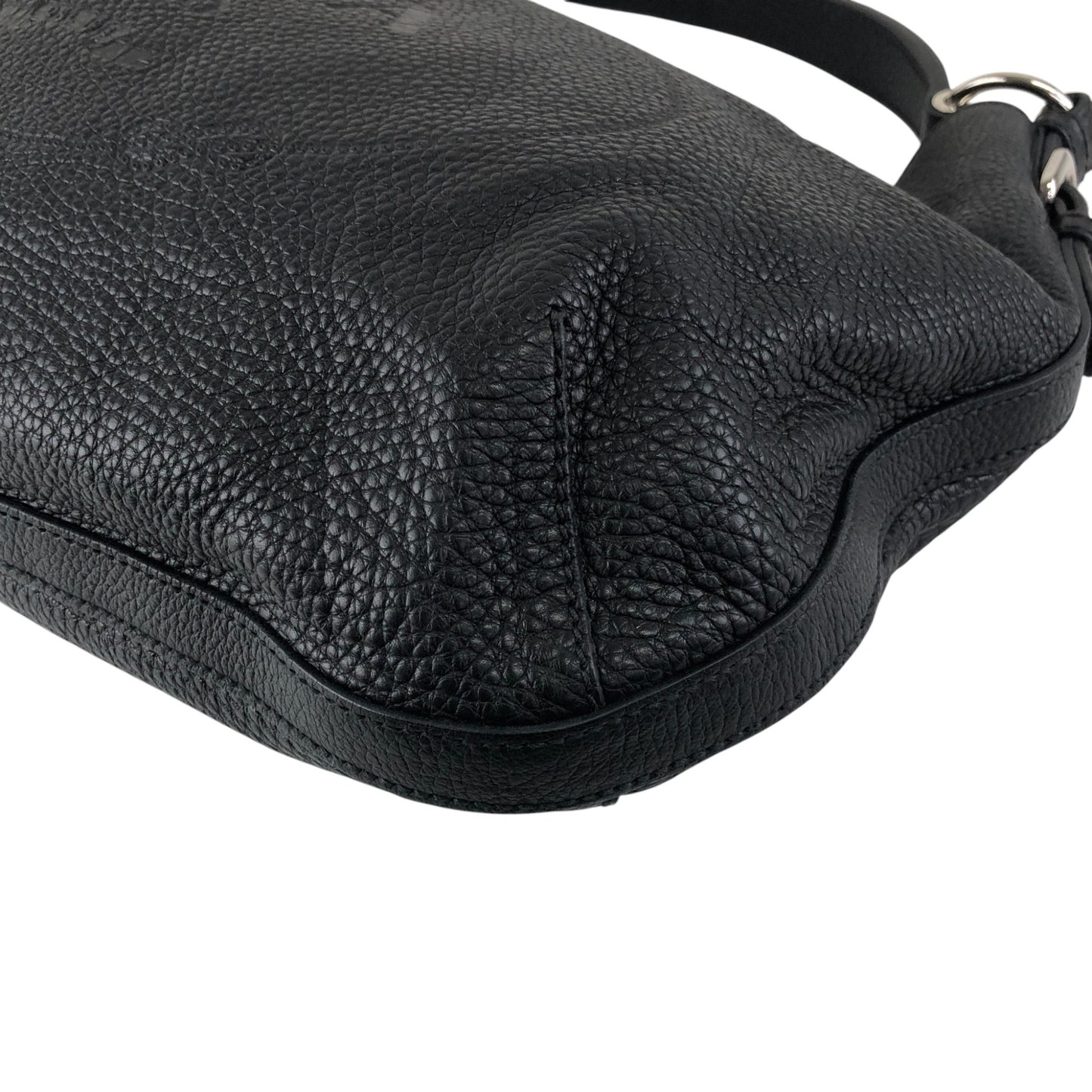 PRADA Logo Embossed Shoulder bag Hobobag Black Vintage ffhn2u