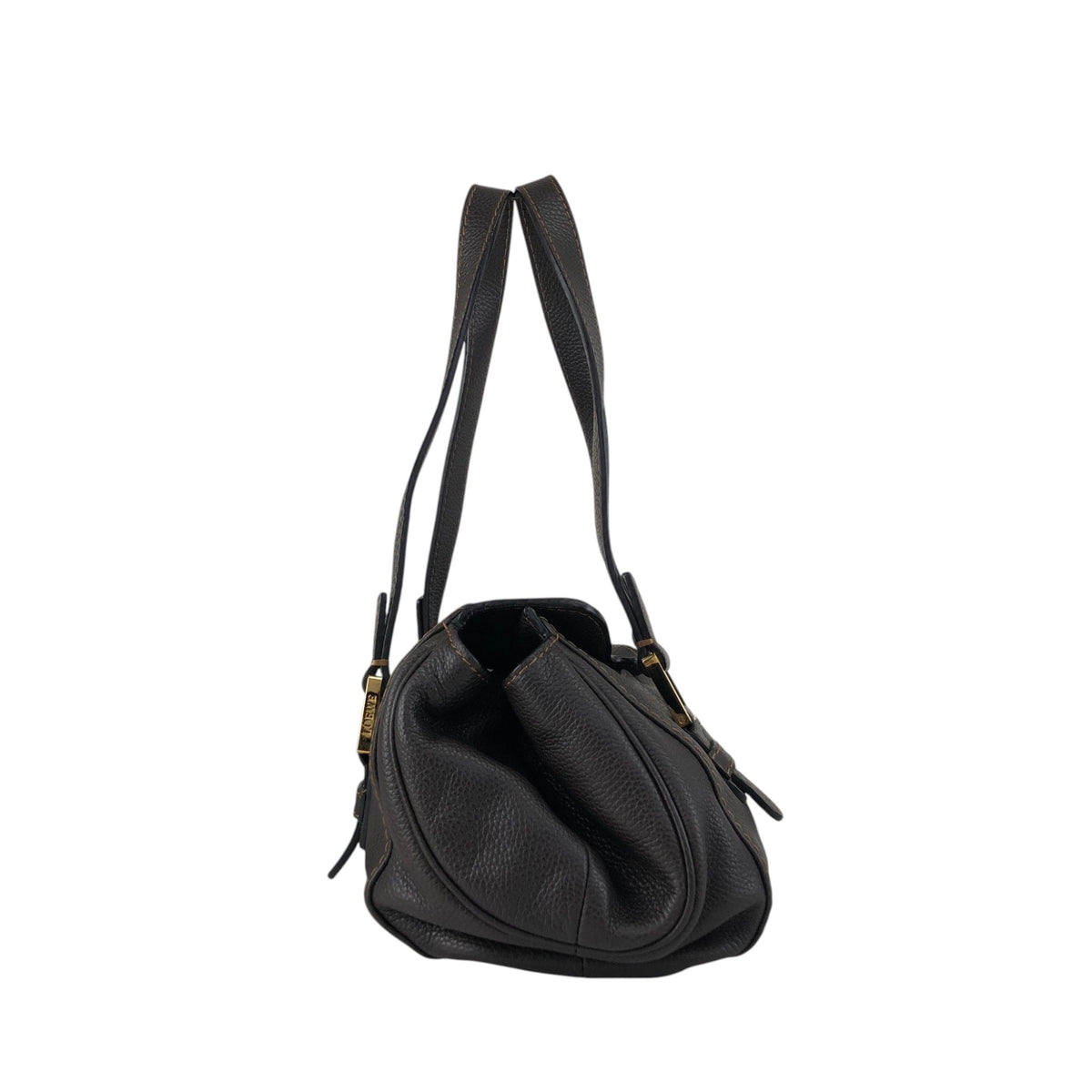 LOEWE Logo Embossed Handbag Brown Vintage s7e7fm