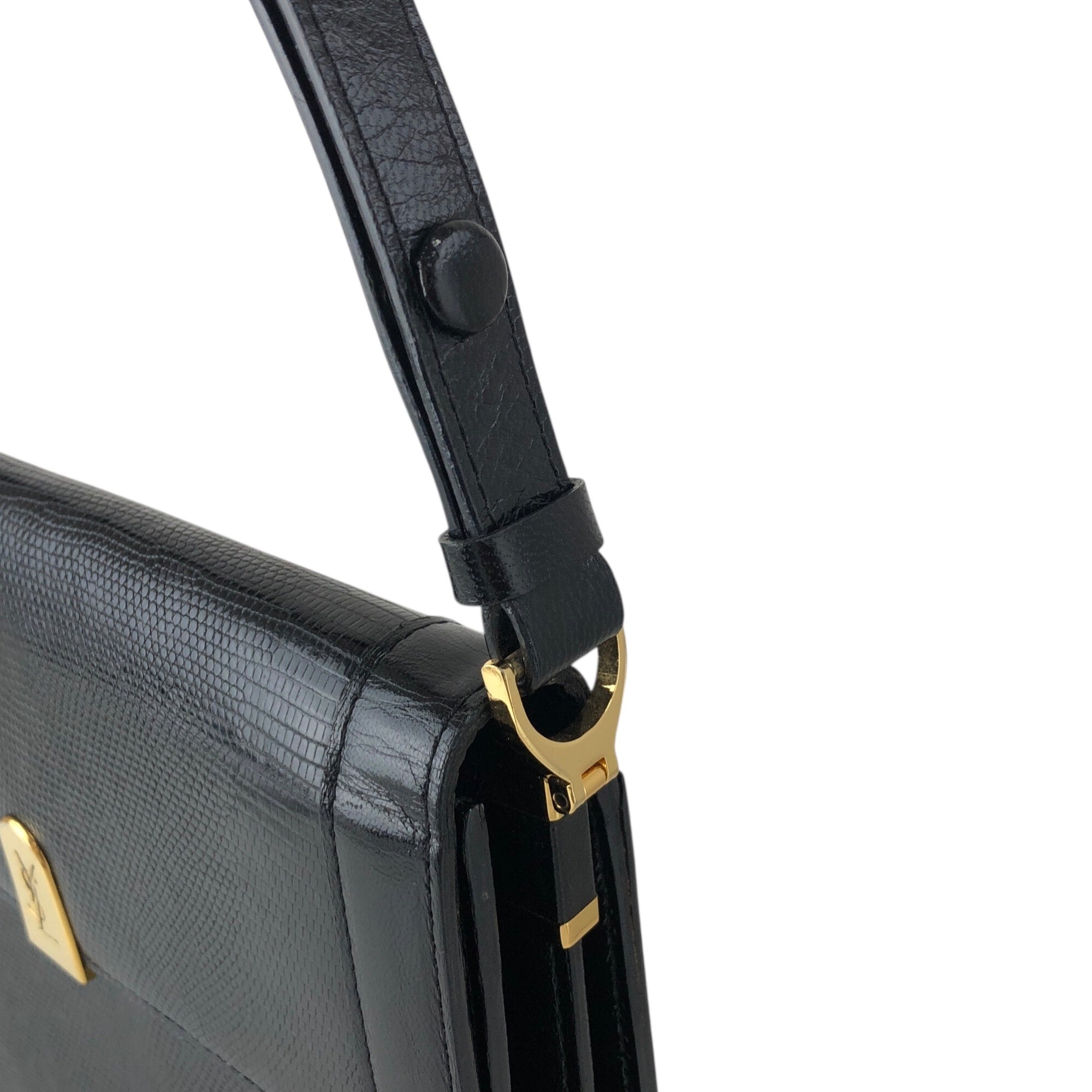 Yves Saint Laurent YSL Logo Handbag Shoulder bag Black Vintage