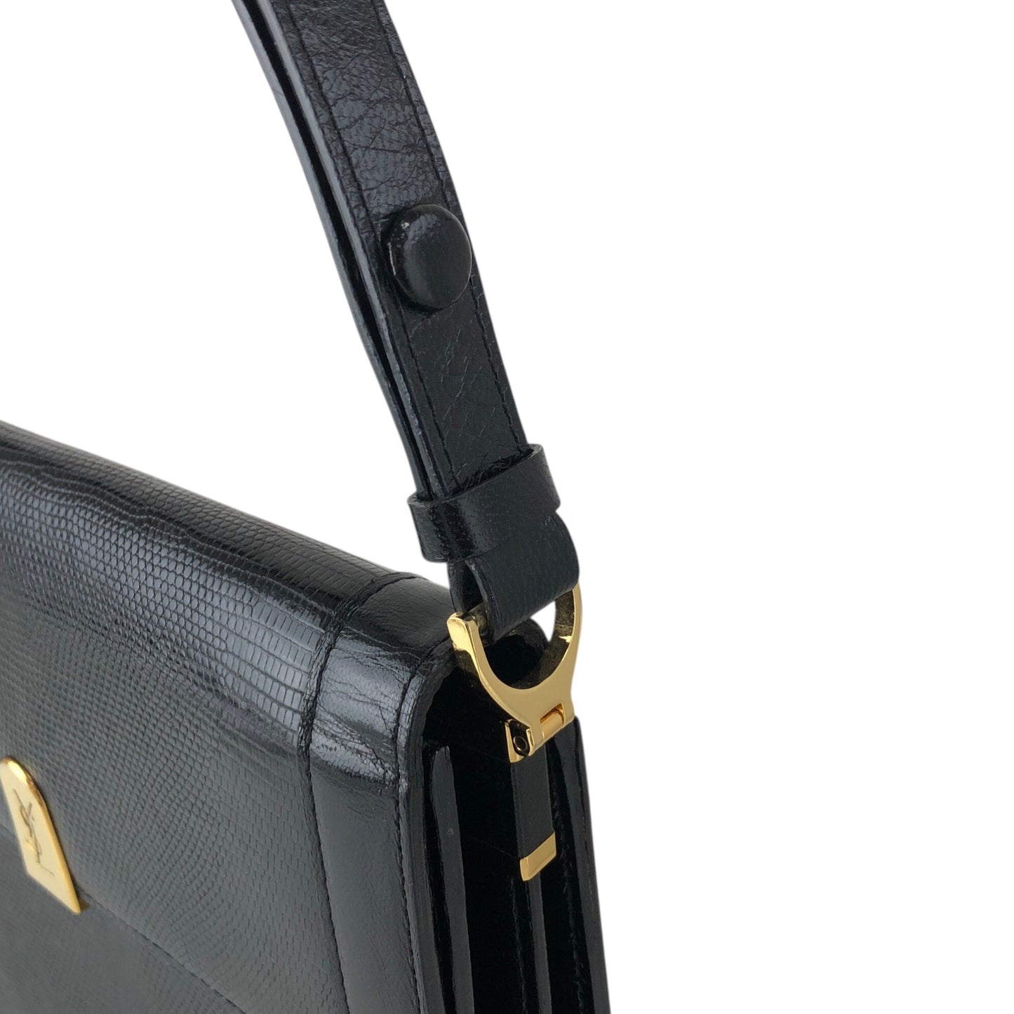 Yves Saint Laurent YSL Logo Handbag Shoulder bag Black Vintage 5nbvi3
