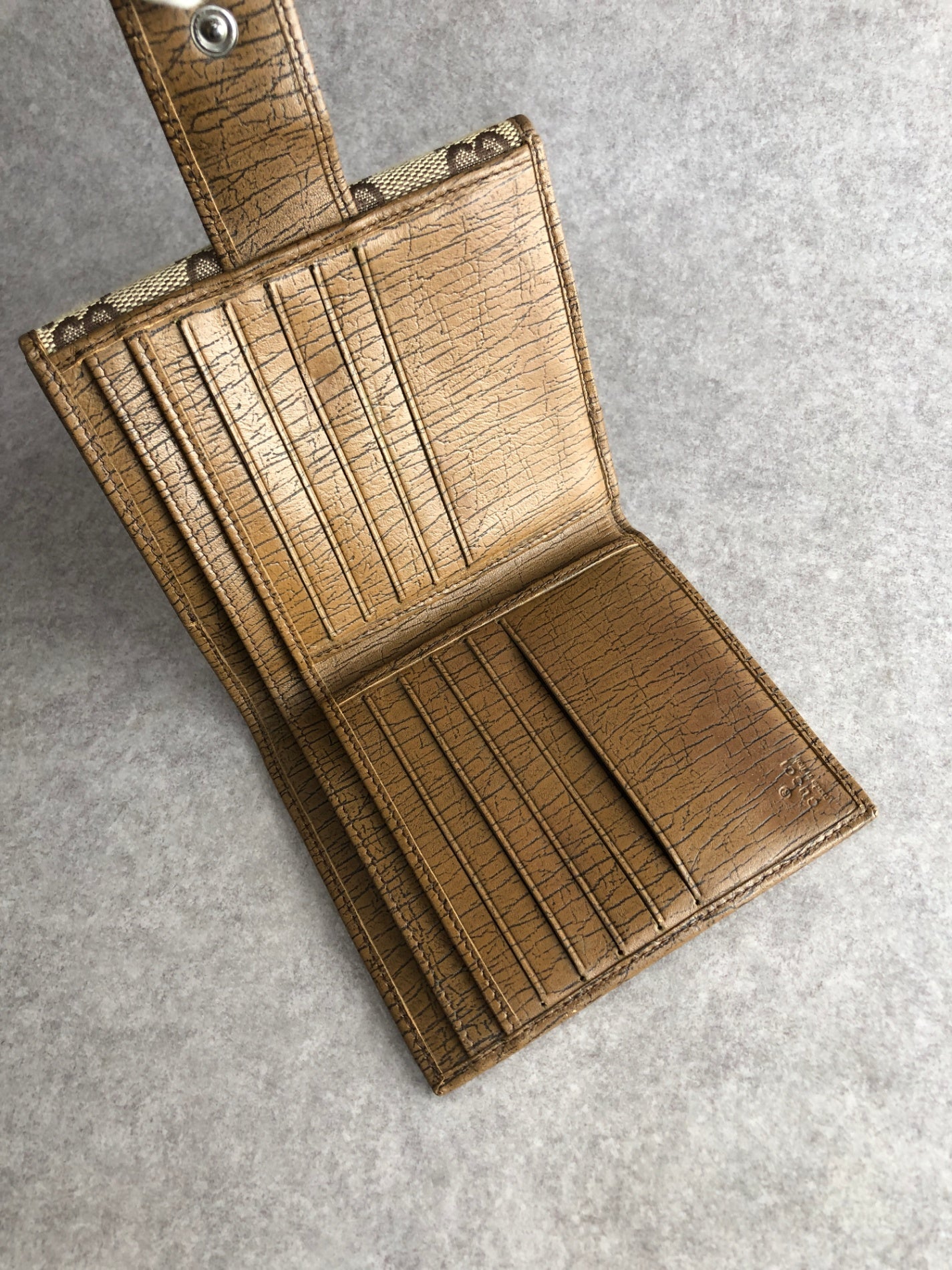 GUCCI Bamboo GG Canvas Folded Wallet Brown Vintage nex8st