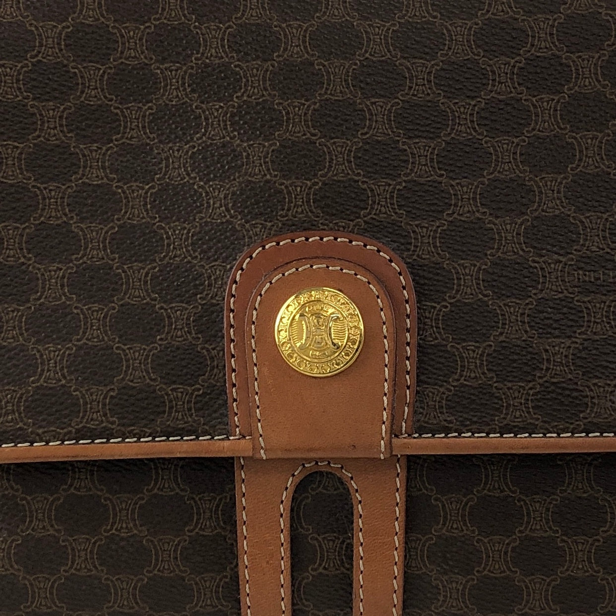 CELINE Macadam Triomphe Shoulder bag Brown Vintage a447fy