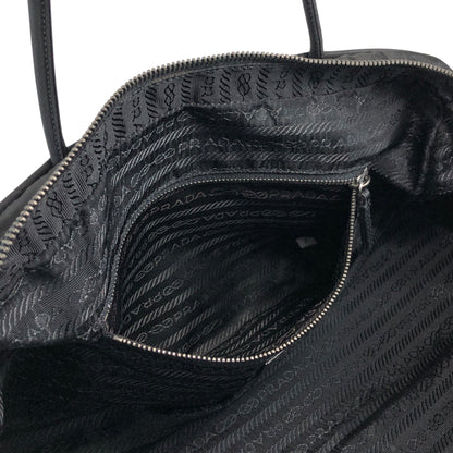 PRADA Tessuto Triangle Logo Padlock Small Boston bag Handbag Black Vintage a3zkst