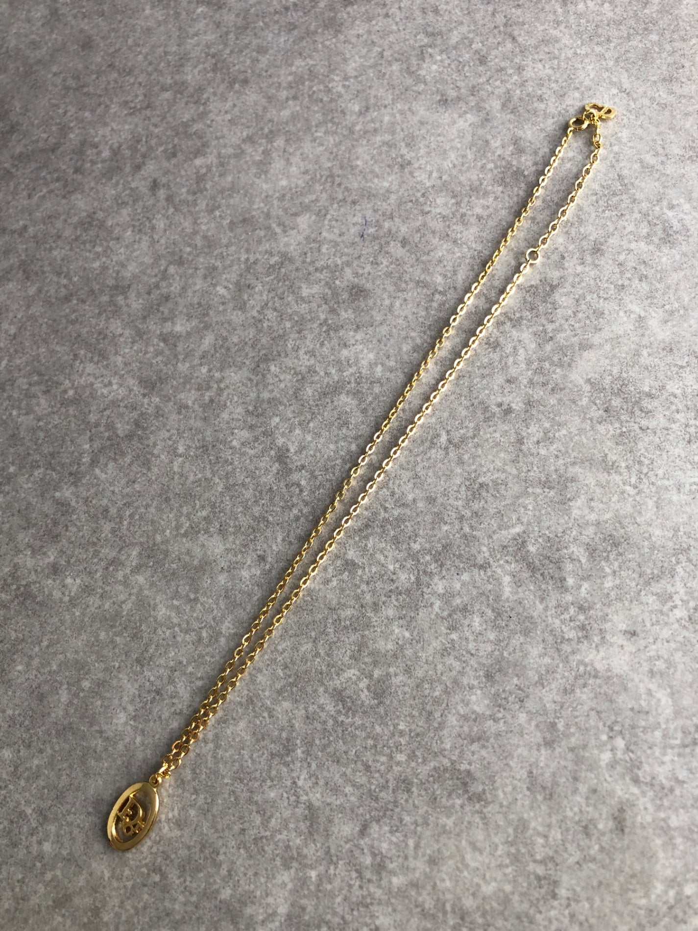 Christian Dior Logo Motif Necklace Gold Vintage nkmv6n