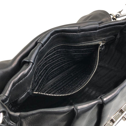 PRADA Front Buckle Handbag Black Vintage 5dmfc4