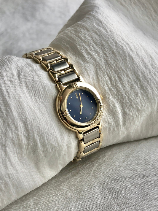 Yves Saint Laurent YSL Logo Watch Gold 2200-229789Y Vintage xyyehf