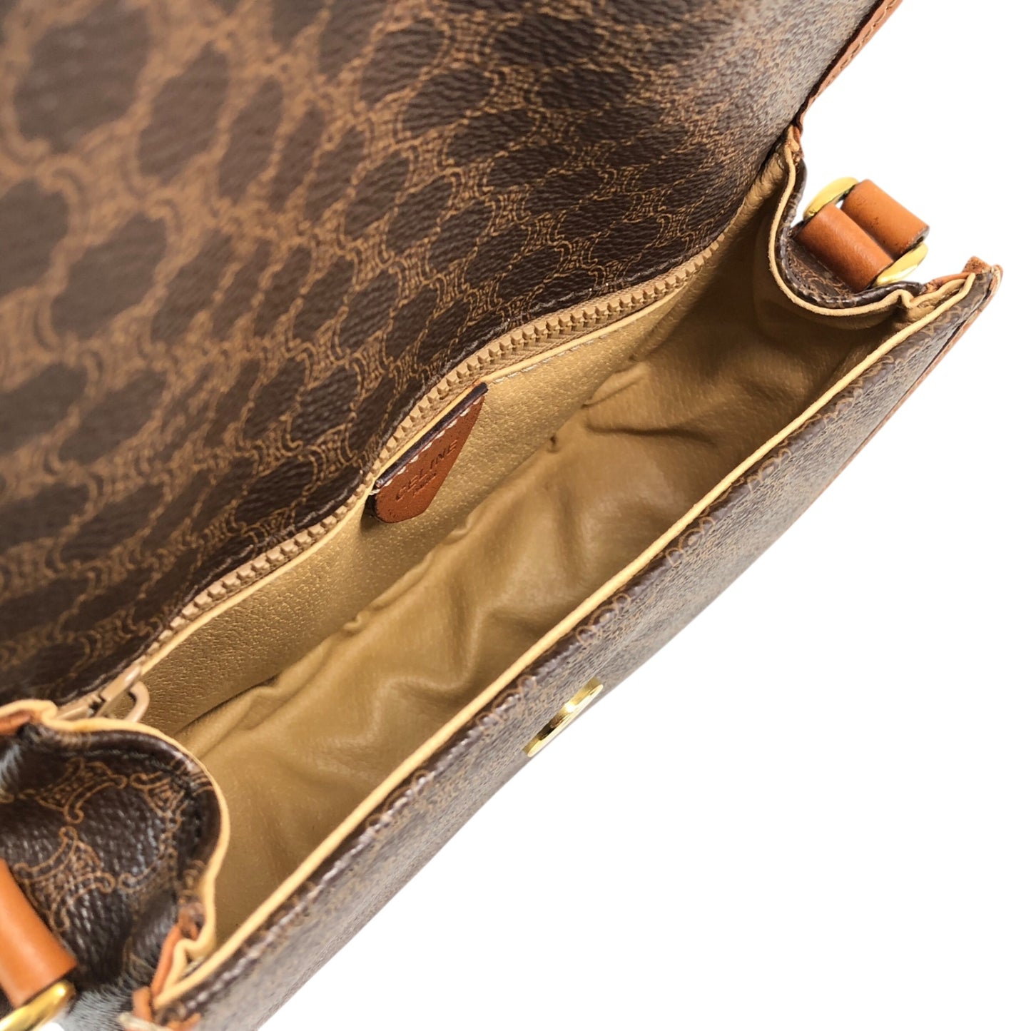 CELINE Macadam Blason Round Shoulder bag Brown Vintage nugdn8