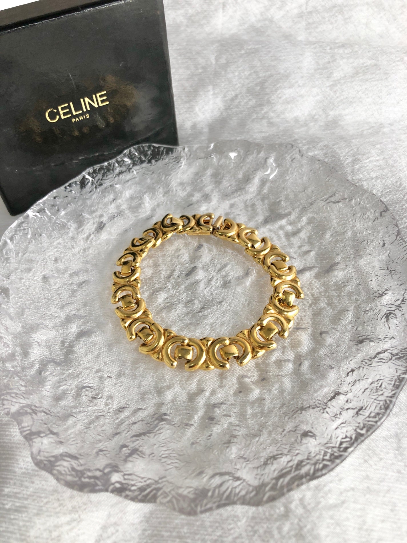 CELINE Blason Bracelet Gold Vintage y86prt